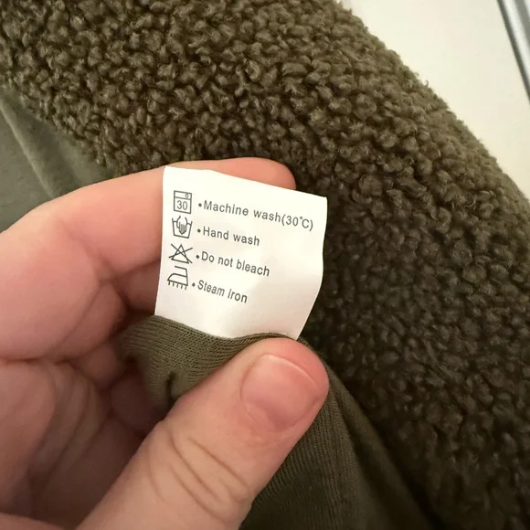 Women’s Sherpa Fleece Bomber Jacket Olive Green Size Large - Picture 10 of 10